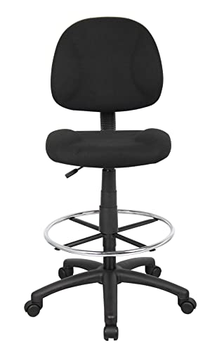 Boss Office Products B1615-BK Ergonomic Works Drafting Chair Without Arms in Black, Mid-Back