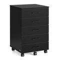 VASAGLE Custos Collection - File Cabinet, Mobile Pedestal Filing Cabinet with Wheels, Printer Stand with 5 Drawers, Tool-Free Sliding Rails, for Study, Home Office, Ink Black UOFC081BC01S
