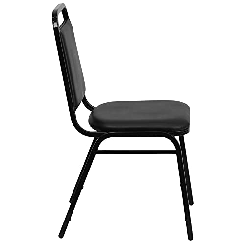 Flash Furniture Hercules Series Trapezoidal Vinyl Banquet and Event Chairs, Commercial Event Chairs with Padded Seats and Backs, Set of 4, Black