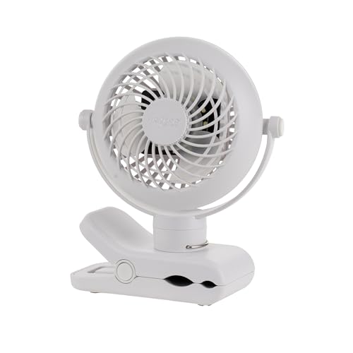 IRIS USA WOOZOO 3.5" Cordless Portable Clip On Fan, USB-C Rechargeable Fan, LED Light, Mosquito Repellent Tray, 360° Tilt, 3 Speeds,Bedside Kitchen Camping Golfing Outdoor Use, White