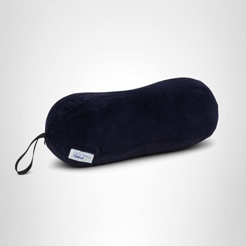 Tempur-Pedic All-Purpose Memory Foam Travel Pillow, Peanut-Shaped Lumbar Pillow for Neck and Back Pressure Relief, Navy