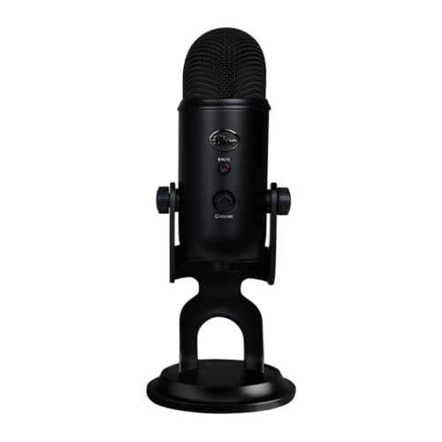 Logitech Creators Blue Yeti USB Microphone for PC, Mac, Gaming, Recording, Streaming, Podcasting, Studio and Computer Condenser Mic with Blue VO!CE effects, 4 Pickup Patterns, Plug and Play - Blackout