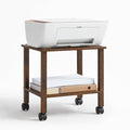 YUFAM 2 Tier Printer Stand with Storage,Under Desk Shelf Printer Table, Rolling Printer Cart for Office,Home,Brown