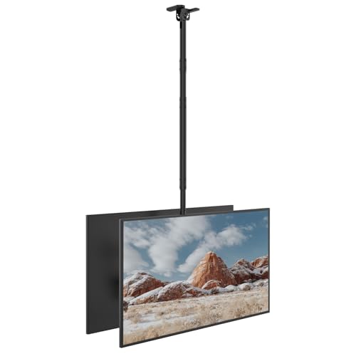 WALI Ceiling TV Mount Dual Screen Back to Back Fits Most Display 43 to 86 Inch TV, Up to 176lbs, 88 lbs for Each Screen, Height Extension up to 66.5 Inch, Mounting Holes 600x400mm (CM4386-2S), Black