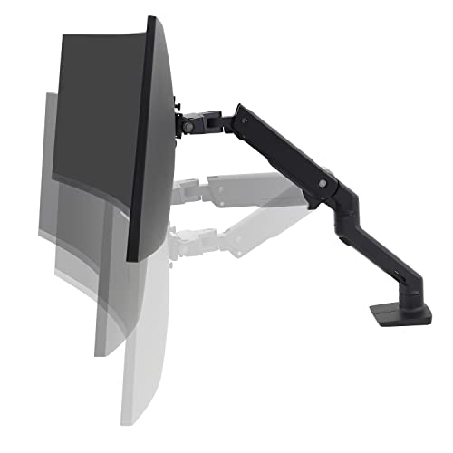 Ergotron – HX Premium Heavy Duty Monitor Arm, Single Monitor VESA Desk Mount – for Flat or Slight Curved Ultrawide Monitors Up to 49 inches, 20 to 42 lbs – Standard Pivot, Matte Black