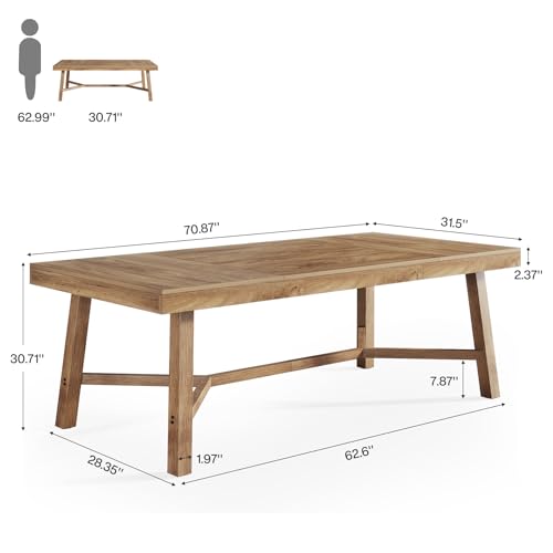 Tribesigns 71-Inch Executive Desk, Farmhouse Office Computer Desk with Sturdy Leg Structure, Rectangular Writing Table Business Furniture for Home Office, Natural