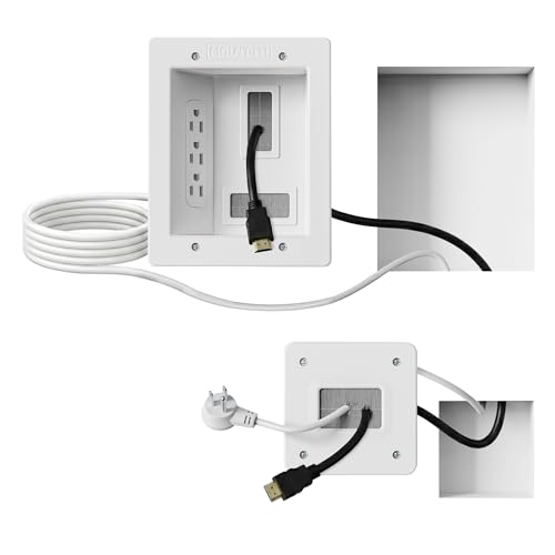 Mount-It! in-Wall TV Cable Concealer Kit with Recessed Power – Triple Outlet, 9ft Cord, and Hand Saw – Easy, Safe Cable Management for Organized TV and Home Theater Setups