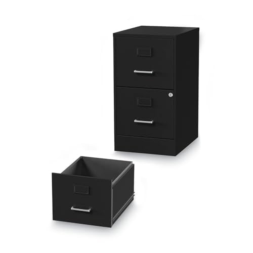 Alera Soho Vertical File Cabinet, 2 Drawers: File/File, Letter, Black, 14" X 18" X 24.1"
