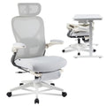 FLEXISPOT Foldex Ergonomic Office Chair, Folding Chair for Small Spaces with Lumbar Support, Flip-up Armrests, 3D Headrest, Desk Chairs with Footrest for Work,Video Game (Foam Seat, Grey)