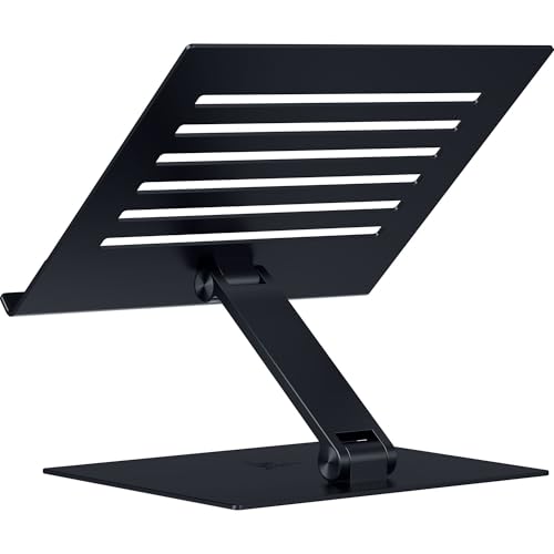 Razer Adjustable Laptop Stand: Supports Phones, Tablets, Laptops, Macbooks up to 18" - Adjust Height and Tilt - Durable Aluminum Construction - Vented Design - Foldable for Storage & Travel - Black