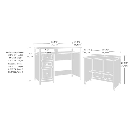 Sauder Cottage Road Credenza Desk, White Finish