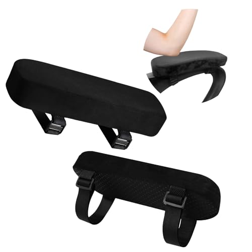 SERENIFIA Office Chair Armrest Covers – Memory Foam Armrest Pads Ergonomic Forearm Support Pillow with Non-Slip Cushion for Office Chairs Gaming Chairs Wheelchairs (Black, Set of 2)