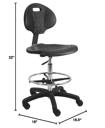 BenchPro Deluxe Polyurethane Chair With 18” Adjustable Footring and Heavy Nylon Base , 21"-31" Height Adjustment, 450 lbs Capacity