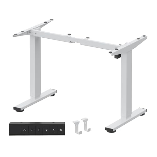 FLEXISPOT EN1 Height Adjustable Standing Desk Frame with Memory Controller, Electric Sit Stand Desk Base for Home and Office (White Frame Only)