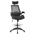 BOLISS Drafting Tall Office Chair 400lbs High Back Wide Standing Desk Chair Comfortable with Flip up Armrests Lumbar Support Adjustable Big Footrest Ring(Black)