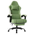 HOTOSYCH Gaming Chair, High Back Fabric Computer Chair with Pocketed Spring Cushion and Footrest, Height Adjustable Game Chair with Headrest and Lumbar Support (Beige & Green)