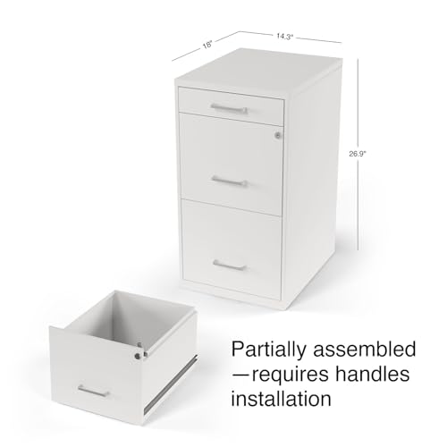 Staples 3-Drawer Vertical File Cabinet, Letter Size Documents, Lockable & Mobile, 18.9" D x 14.3" W x 26.9" H, White