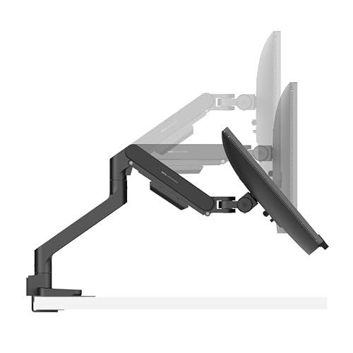 BenQ BSH01 Ergo Monitor Arm -Gas Spring Monitor Stand for Up to 45'' & 44lbs Screens, Heavy Duty, Quick Installation, No Sagging, Top Clamp and Grommet Base, Reinforcement Plate, VESA 75x75 &100x100mm