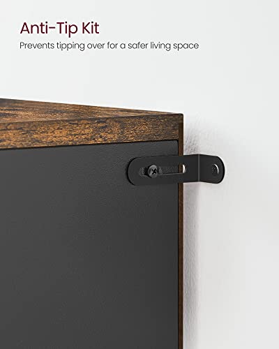 VASAGLE Lateral File Cabinet, Home Office Printer Stand, 2-Drawer Filing Cabinet, with Anti-tip Interlocking Mechanism, for A4, Letter-Size, Legal-Size Hanging Files, Rustic Brown and Ink Black