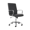 HON Sadie Executive Ergonomic Office Chair with Leather Upholstery, Chrome Arms and Back Support, Mid Back Desk and Computer Chair for Home Office or Conference Room, 360 Swivel, Black