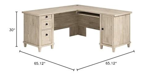 Sauder Hammond Chalk Oak L-Shaped Desk with Cord Management, Chalk Oak Finish