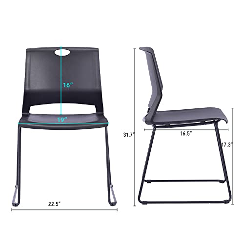 Sidanli Black Stacking Chairs Set of 4, Stackable Chairs for Waiting Room