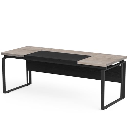 Tribesigns 63" Computer Desk Home Office Desk Writing Table for Workstation, Modern Executive Desk with Sturdy Legs (Only Table) (Gray & Black)