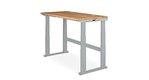 UPLIFT DESK 4-Leg V2-Commercial Height Adjustable Standing Desk Frame (Gray), No Desktop, Advanced Memory Keypad, Free Wire Tray