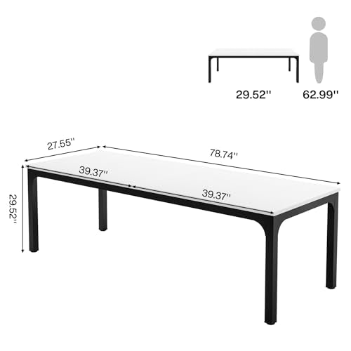 Tribesigns 2-Person Home Office Desk, 78.7" Extra Long Computer Desk, Double Workstation for Home Office, Work Desk for Two People (White + Black)