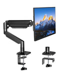 Single Monitor Stand for 13 to 32 inch Screens, Gas Spring Monitor Arm with Swivel, Tilt, Rotation, Height Adjustable, Desk Mount with C-Clamp and Grommet Base, Holds 4.4 to 19.8lbs Screen, Black