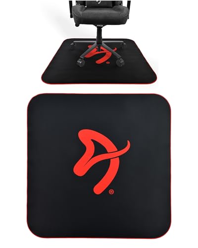 Arozzi Gaming & Office Chair Square Floor Pad with Anti-Slip Rubberized Grip for Noise-Dampening Comfort and Floor Protection - Black Red