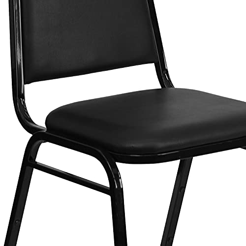 Flash Furniture Hercules Series Trapezoidal Vinyl Banquet and Event Chairs, Commercial Event Chairs with Padded Seats and Backs, Set of 4, Black
