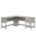 Sauder Summit Station L-Shaped Corner Home Office Desk with Drawer and Open Storage Shelf, in Glacier Oak