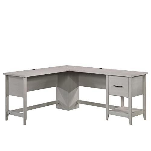 Sauder Summit Station L-Shaped Corner Home Office Desk with Drawer and Open Storage Shelf, in Glacier Oak
