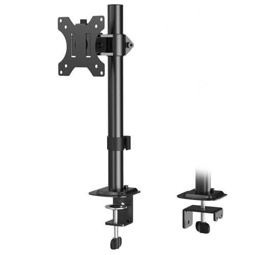 MOUNTUP Single Monitor Mount, Adjustable Monitor Stand for Max 32 Inch Flat Curved Computer Screen, Monitors Arm Desk Mount Fit VESA 75x75& 100x100, up to 17.6lbs, with C-Clamp and Grommet Base, Black