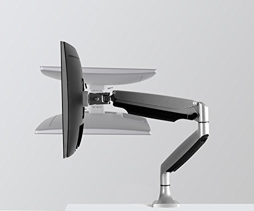 Mount-It! Single Monitor Arm Desk Mount with Gas Spring, Height Adjustable Monitor Stand for 13–32 Inch Screens up to 20 lbs, VESA 75x75 & 100x100, C-Clamp & Grommet, Sit-Stand Desk Compatible