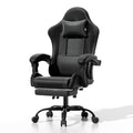 Athena Collection Ergonomic Gaming Chair with Footrest & Headrest Lumbar Support, Height Adjustable Swivel Office Chair Reclining Game Chair High Back Computer Chair for Adults, Carbon Fiber Black