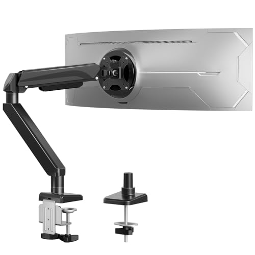 ErgoFocus Heavy Duty Single Monitor Arm for Max 42 Inch Screens, Monitor Mount for Desk Supports 4.4-33 lbs, Height Adjustable Ultrawide Monitors Stand with C-Clamp & Grommet Base, VESA Mount 70/100
