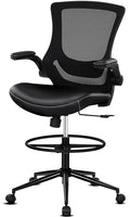 Misolant Tall Office Chair for Standing Desk, Drafting Chair with Footrest Ring, PU Leather Recline High Office Tall Desk Chair with Adjustable Lumbar Support