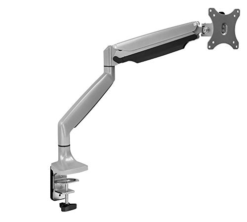 Mount-It! Single Monitor Arm Desk Mount with Gas Spring, Height Adjustable Monitor Stand for 13–32 Inch Screens up to 20 lbs, VESA 75x75 & 100x100, C-Clamp & Grommet, Sit-Stand Desk Compatible