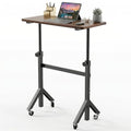 HUANUO 32'' Small Standing Desk Adjustable Heigh, Mobile Stand Up Desk with Wheels, Portable Rolling Desks for Walking Pad and Treadmill, Computer Laptop Desks for Home Office Space