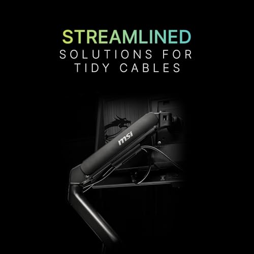 MSI MAG MT101DG - Gas Spring Dual Monitor Stand Arm, Supports 17-32" and 22 lbs, VESA Compatible, Adjustable Gas Spring Mount, Clamp & Grommet, Quick Release Plate – Black