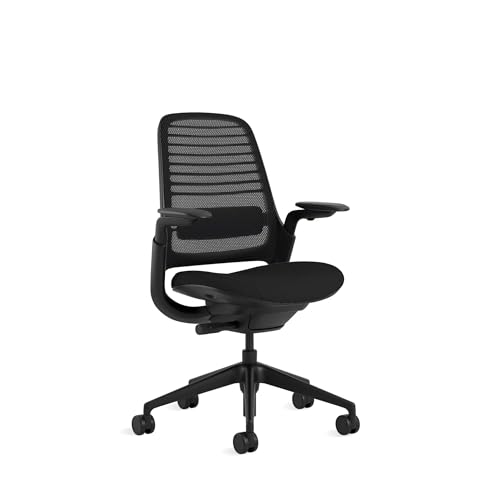 Steelcase Series 1 Office Chair - Ergonomic Work Chair with Wheels for Carpet - Helps Support Productivity - Weight-Activated Controls, Back & Arm Support - Easy Assembly - Licorice + Onyx Era