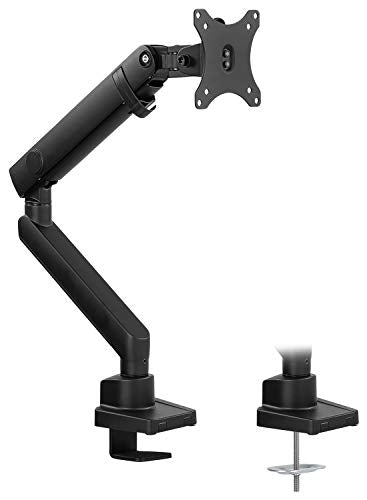 Mount-It! Single Monitor Arm Desk Mount for 24-32 Inch Computer Screens, Full Motion Aluminum Stand, VESA 75x75 100x100, Holds up to 17.6 lbs, Cable Management, C-Clamp and Grommet Base, Black