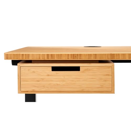 UPLIFT DESK Bamboo Under Desk Drawer – Desktop Storage with 17 lb Capacity and Safety Stop Slide, Undermount Drawer and Standing Desk Accessories for Home Office (Bamboo)