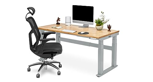 UPLIFT DESK 4-Leg V2-Commercial Height Adjustable Standing Desk Frame (Gray), No Desktop, Advanced Memory Keypad, Free Wire Tray