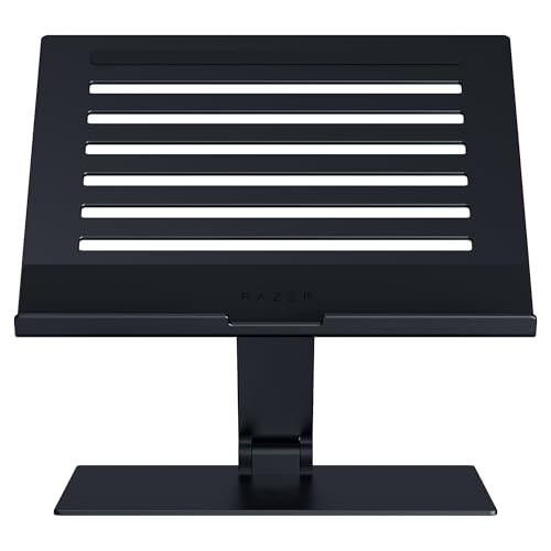 Razer Adjustable Laptop Stand: Supports Phones, Tablets, Laptops, Macbooks up to 18" - Adjust Height and Tilt - Durable Aluminum Construction - Vented Design - Foldable for Storage & Travel - Black