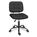 ERGOSEAT Armless Office Chair with Wheels, Small Desk Drafting Chair for Small Space, PU Leather Computer Task Chair, Height Adjustable Rolling Chair, Compact Chair for Home Office, Dorm, Vanity,Black
