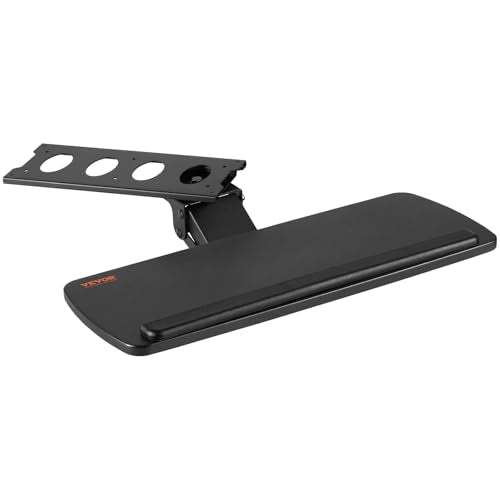 VEVOR Under-Desk Keyboard Tray, Adjustable for Height and Tilt, Slide-Out Design, Spacious 25x9.8 Inch Surface, Ideal for Home and Office Use
