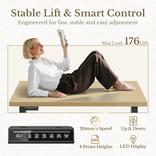 Perledesign L Shaped Standing Desk, 67 Inches Electric Adjustable Desk with Storage & 2 File Cabinets, Fluted Executive Corner Desk for Home Office with Built-in Outlets，1.18" Desktop, Light Walnut